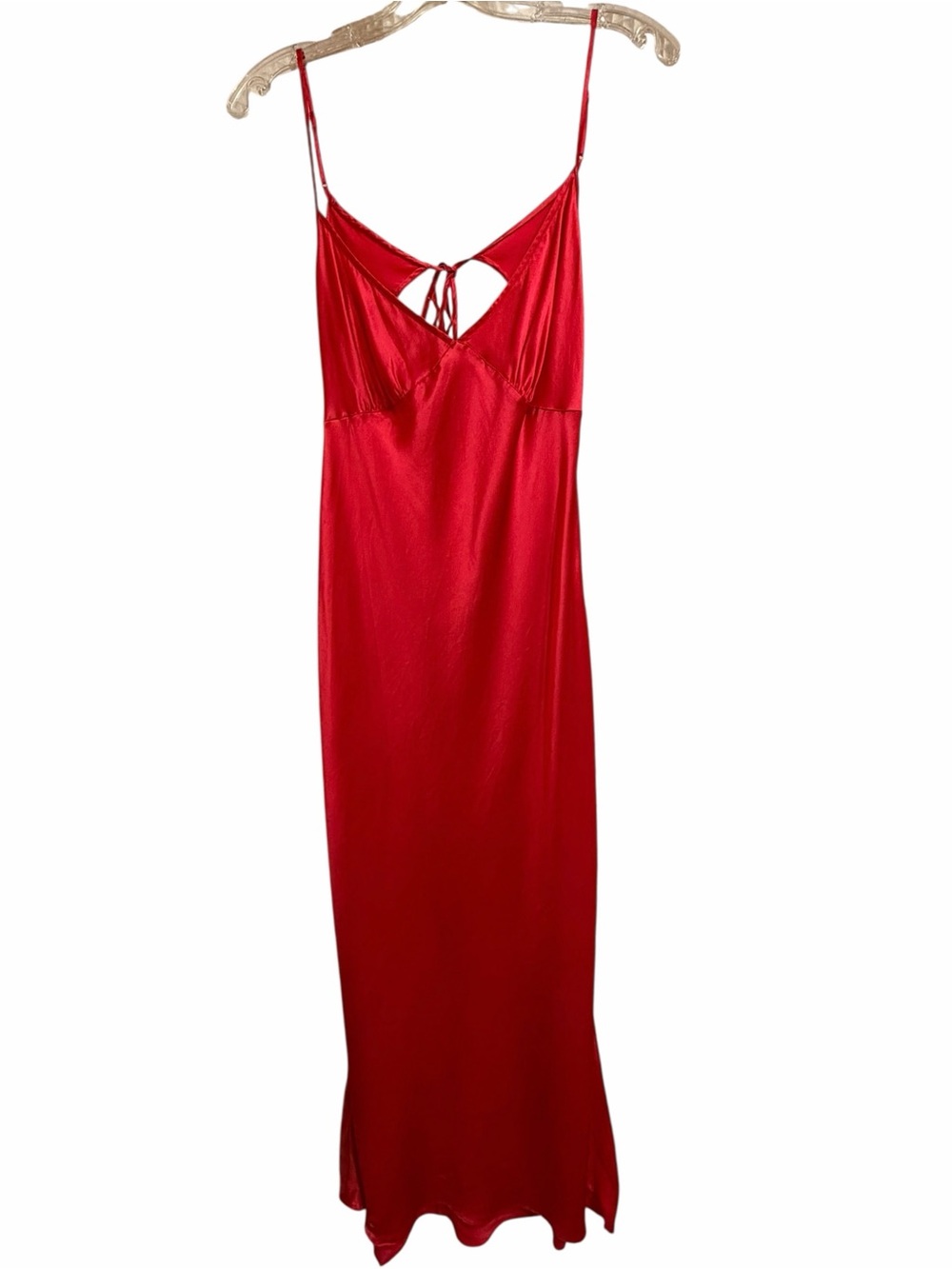 Vintage Victoria's Secret 100% Silk Red Open Back Bias Slip Dress Nightgown L - Picture 3 of 14